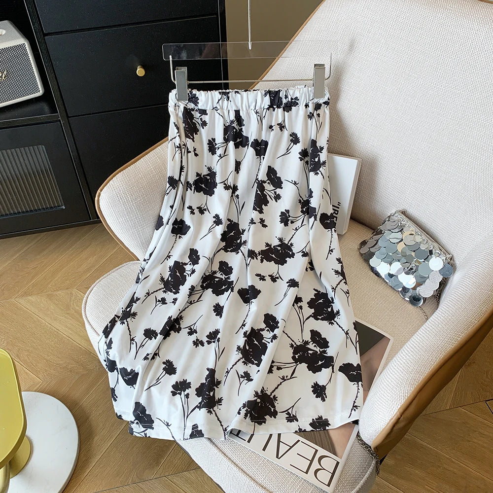 Summer Casual Skirt Womens A-Line Skirts Fashion Vintage Floral...